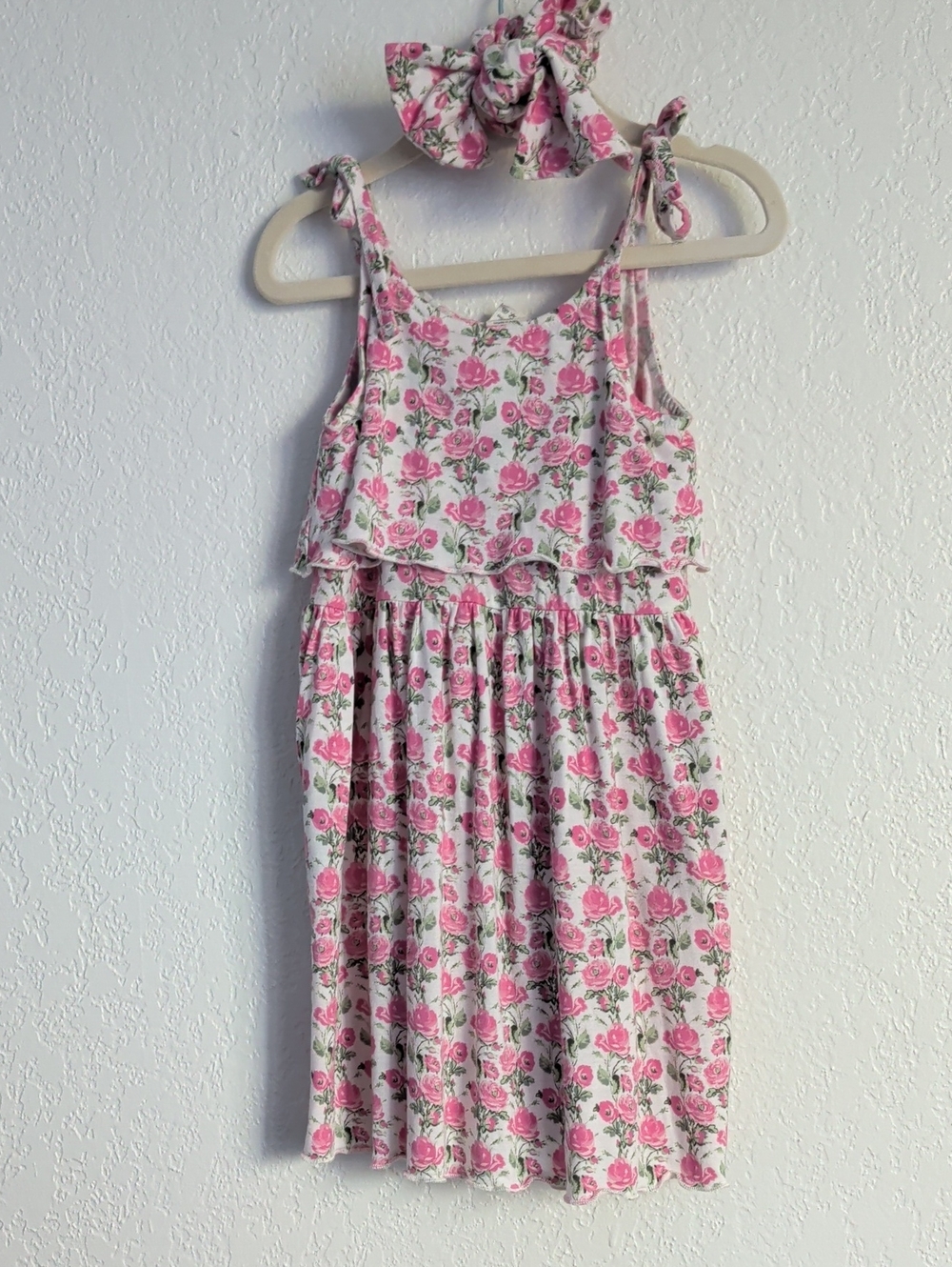 Kate Quinn Organic Bamboo Pink Floral Dress & Headband Bow 2t